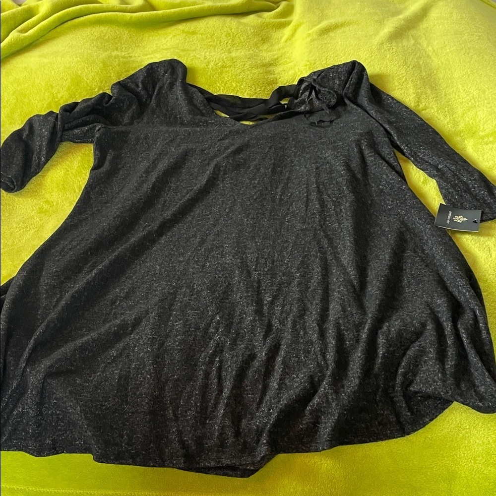 Black with flecks of white brushed knit Hacci Dress